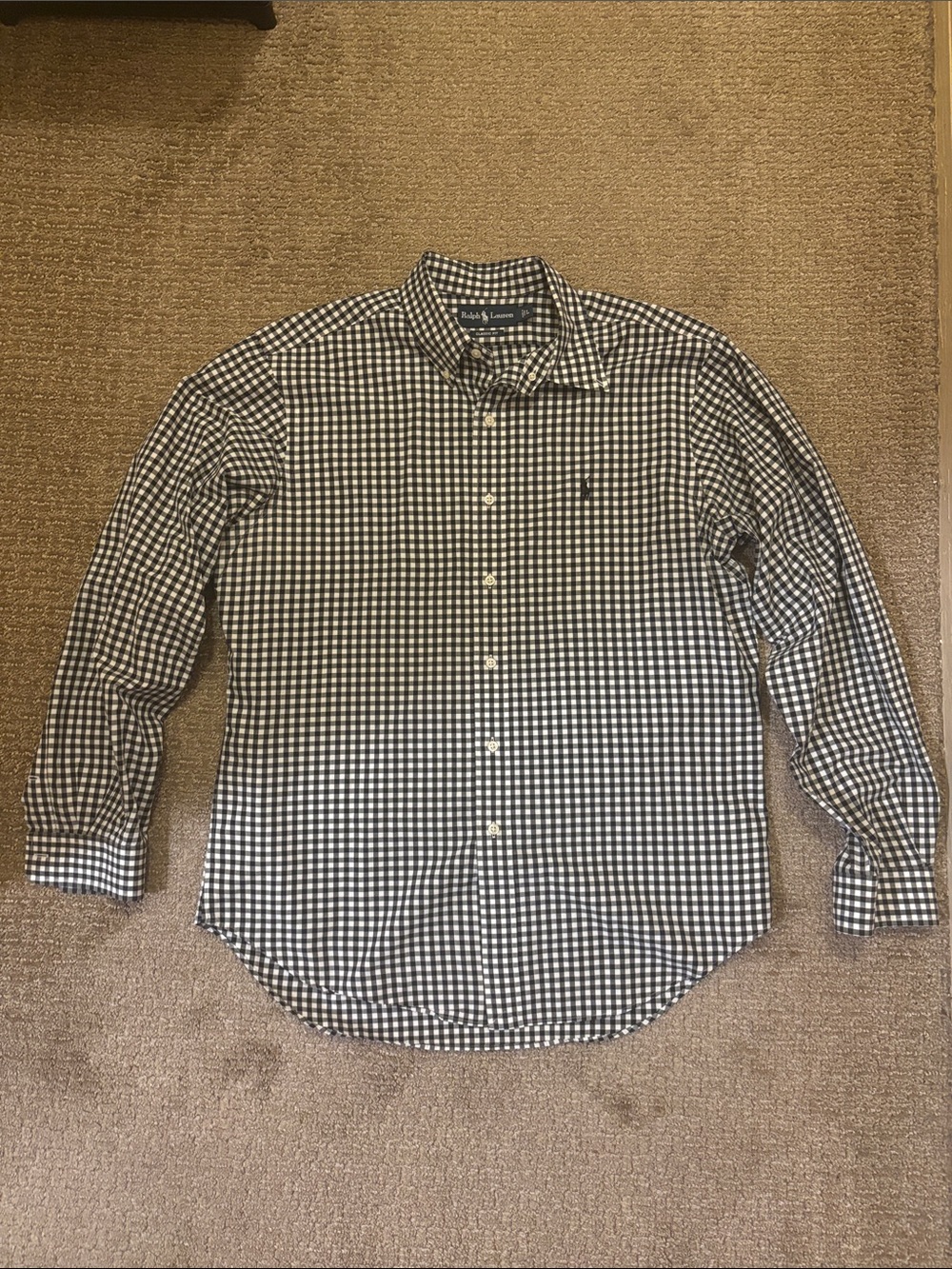 Ralph Lauren Black White Gingham Button Down Shirt Men’s L